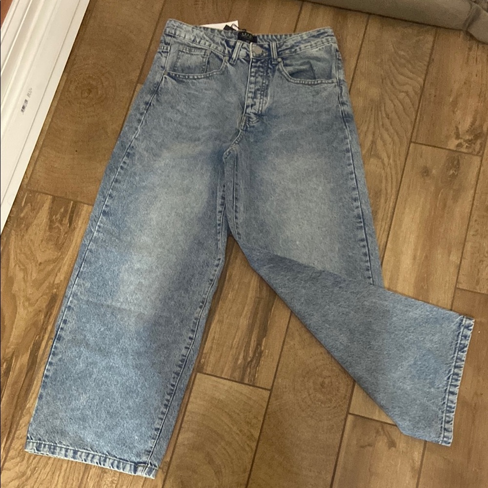 Boohoo Mens Blue Relaxed Fit Jeans